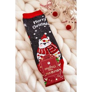 Dětské ponožky "Merry Christmas" medvěd Šedý a červený obraz