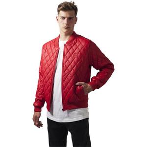 Diamond Quilt Synthetic Leather Jacket fire red obraz
