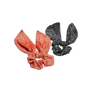 Šátkové scrunchies s mašlí XXL 2 balení oranžová/černá obraz