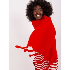 Červený teplý šátek s třásněmi obraz