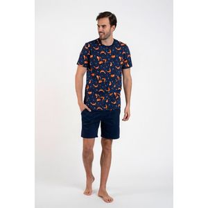 Pánské pyžamo Witalis, krátký rukáv, krátké kalhoty - potisk/námořnická modř obraz
