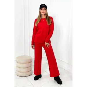 Bavlněný komplet Mikina + Kalhoty se širokými nohavicemi červené obraz