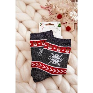 Dámské vánoční ponožky lesklé sobově Černá a červená obraz