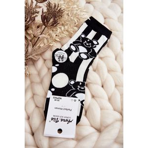 Dámské neladící ponožky s medvídkem, černá a bílá obraz
