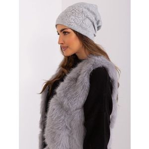 Pletená zimní čepice v šedé barvě obraz