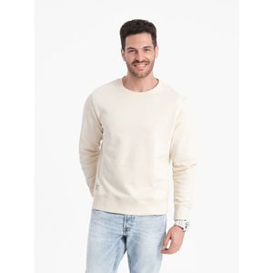 Ombre BASIC men's sweatshirt with round neckline - cream obraz