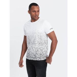 Ombre Men's cotton t-shirt with gradient print - white obraz