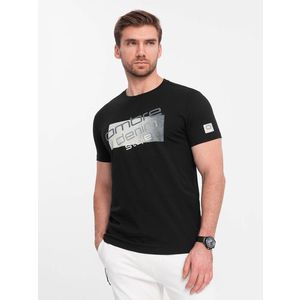 Ombre Men's cotton t-shirt with logo - black obraz