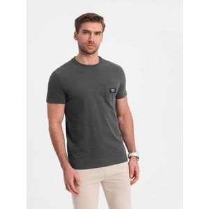 Ombre Men's casual t-shirt with patch pocket - graphite obraz