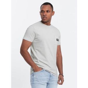 Ombre Casual men's t-shirt with patch pocket - pale green obraz