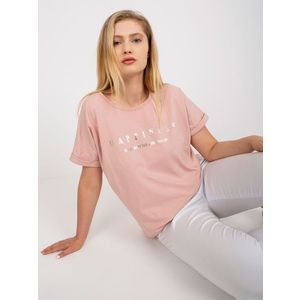 Prašně růžové bavlněné tričko plus size velikosti s potiskem obraz