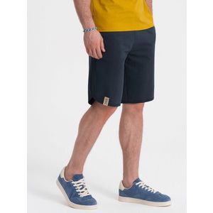 Ombre Men's rounded leg sweat shorts - navy blue obraz