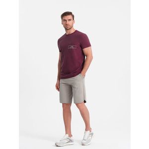 Ombre Men's sweat shorts with rounded leg - dark beige obraz