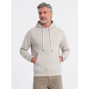 Ombre Men's kangaroo hooded sweatshirt - light beige obraz