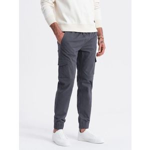 Ombre Men's JOGGERS pants with zippered cargo pockets - graphite obraz