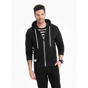 Ombre Men's BASIC unbuttoned hooded sweatshirt - black obraz