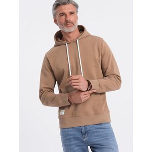 Ombre Men's kangaroo hooded sweatshirt - brown obraz