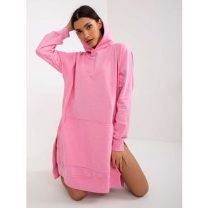 Růžové basic oversize mikinové šaty s kapsičkou obraz