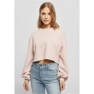 Ladies Cropped Small Embroidery Terry Crewneck pink obraz