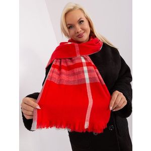 Červeno-šedý dámský šátek s třásněmi obraz