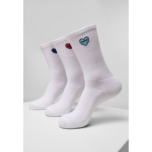 Heart Embroidery Socks 3-Pack white obraz