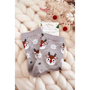 Dámské vánoční ponožky lesklé sobově šedé obraz
