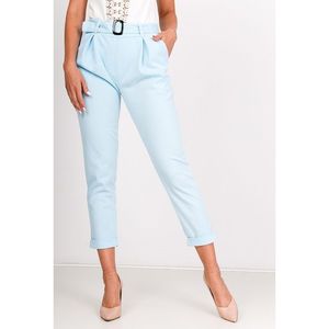 Stylové dámské kalhoty s opaskem - modrá, obraz