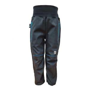 Dětské softshellové kalhoty LETNÍ - černé s modrými kapsami obraz