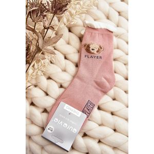 Silné bavlněné ponožky s růžovým medvídkem obraz