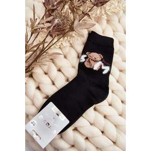 Teplé bavlněné ponožky s medvídkem, černé obraz