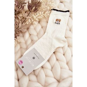 Vzorované dámské ponožky s medvídkem, bílé obraz