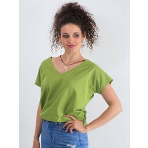 Bavlněné tričko s výstřihem do V, světle zelené obraz