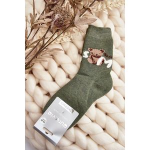 Teplé bavlněné ponožky s medvídkem, zelené obraz