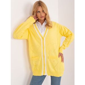 Žlutý pletený dámský svetr s kabely obraz