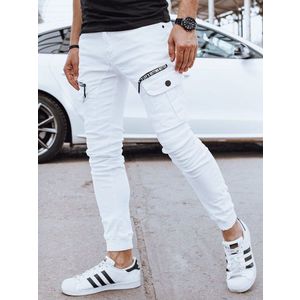 Pánské džínové cargo kalhoty bílé Dstreet obraz