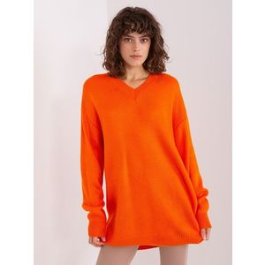 Oranžové volné pletené šaty obraz