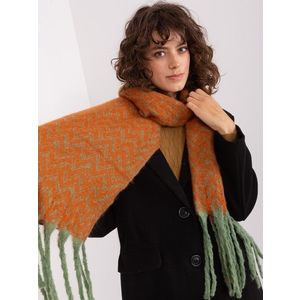 Zelený a oranžový dámský šátek s třásněmi obraz