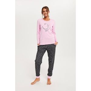 Dámské pyžamo Antilia, dlouhý rukáv, dlouhé nohavice - růžová/potisk obraz