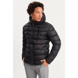 River Club Men's Black Thick Lined Water And Windproof Hooded Winter Puffer Coats obraz