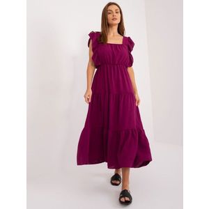 Tmavě fialové midi šaty s volány obraz