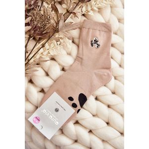 Béžové dámské bavlněné ponožky s nášivkou medvídka obraz