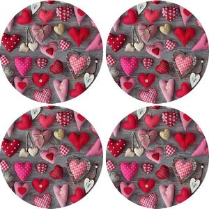 Bertoni Home Unisex's 4 Round Table Pads Set Valentine Hearts obraz