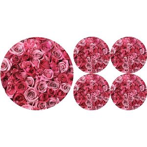Bertoni Home Unisex's 1+4 Round Table Pads Set Valentine Roses obraz
