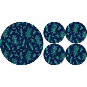 Bertoni Home Unisex's 1+4 Round Table Pads Set Juniper Navy Blue/Green obraz