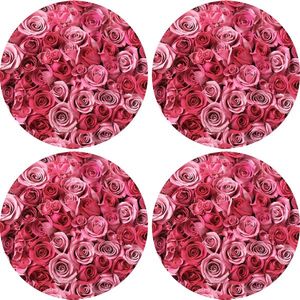 Bertoni Home Unisex's 4 Round Table Pads Set Valentine Roses obraz