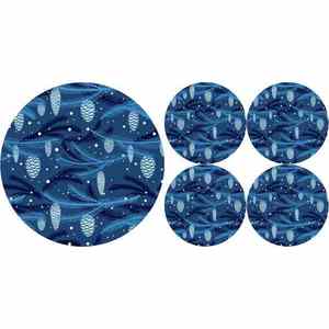Bertoni Home Unisex's 1+4 Round Table Pads Set Cone Navy Blue obraz