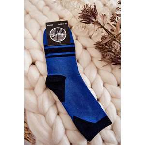 Dámské dvoubarevné ponožky s pruhy Modrá černá obraz