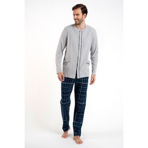 Pánské pyžamo Jakub, dlouhý rukáv, dlouhé nohavice - melanž/potisk obraz