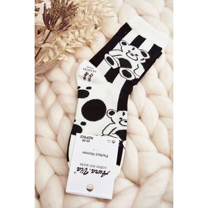 Dámské neladící ponožky s medvídkem, černá a bílá obraz