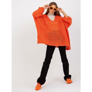 Oranžový oversize svetr se širokými rukávy OCH BELLA obraz